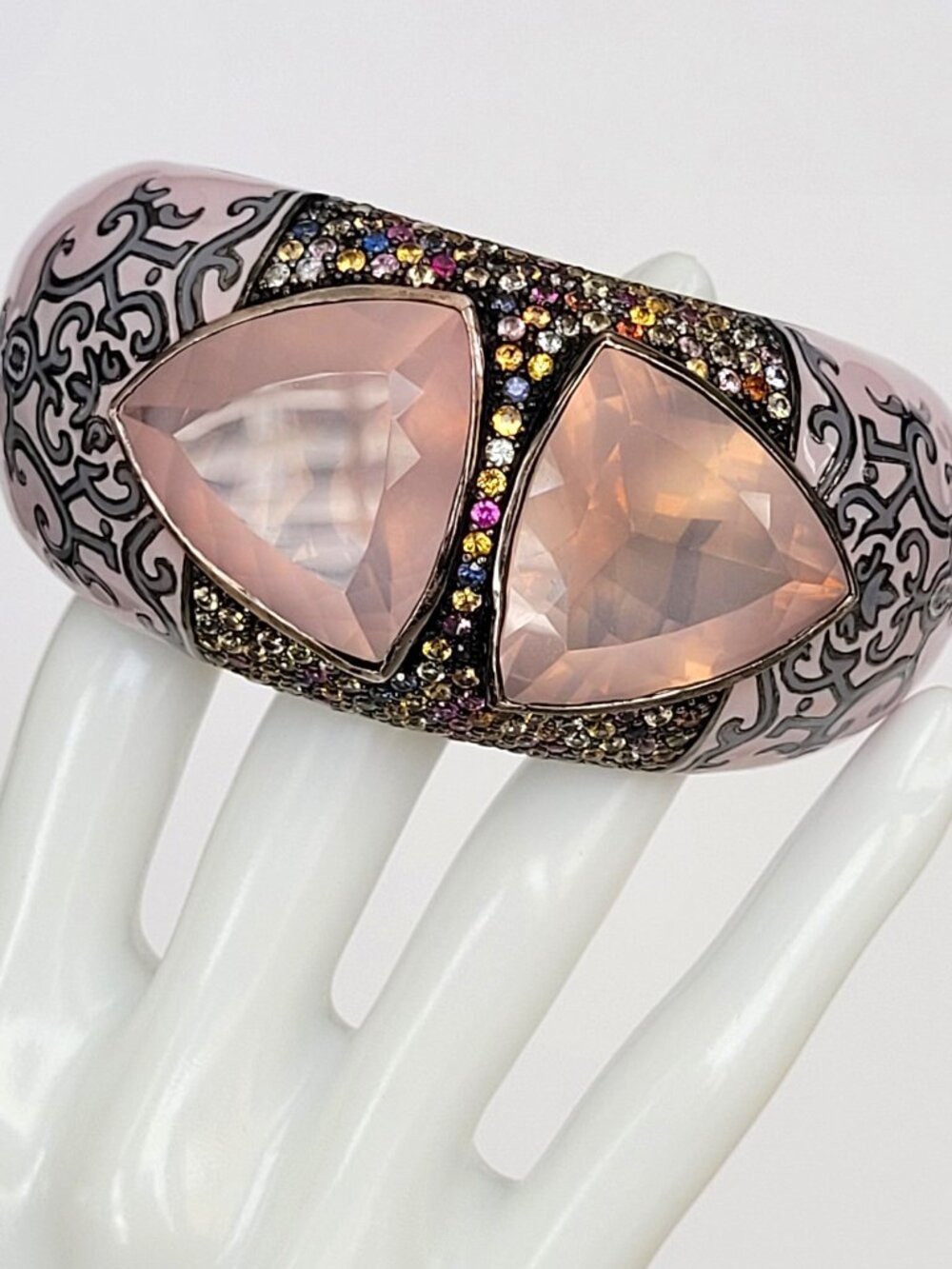 Matthew Campbell Laurenza MCL Rose Quartz Sapphire Bangle Bracelet